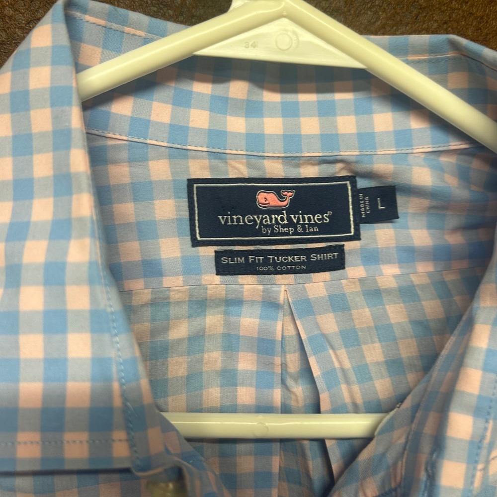 Vineyard Vines Men Slim Fit Tucker Button Down Shirt Gender Reveal Checkerboard